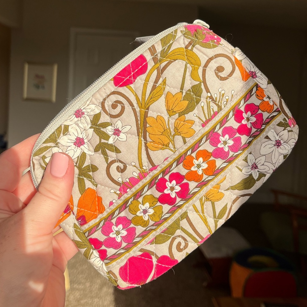 Vera Bradley Floral Quilted Cosmetic Pouch in Pink, Orange, Olive, Cream